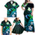 Personalised Hawaii Humuhumu Reef Triggerfish Family Matching Off Shoulder Maxi Dress and Hawaiian Shirt Turquoise With Plumeria LT05 - Polynesian Pride