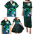 Personalised Hawaii Humuhumu Reef Triggerfish Family Matching Puletasi and Hawaiian Shirt Turquoise With Plumeria LT05 - Polynesian Pride