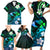 Personalised Hawaii Humuhumu Reef Triggerfish Family Matching Short Sleeve Bodycon Dress and Hawaiian Shirt Turquoise With Plumeria LT05 - Polynesian Pride