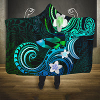 Hawaii Humuhumu Reef Triggerfish Hooded Blanket Turquoise With Plumeria LT05 One Size Turquoise - Polynesian Pride