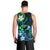 Personalised Hawaii Humuhumu Reef Triggerfish Men Tank Top Turquoise With Plumeria LT05 - Polynesian Pride