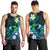 Personalised Hawaii Humuhumu Reef Triggerfish Men Tank Top Turquoise With Plumeria LT05 - Polynesian Pride