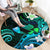 Hawaii Humuhumu Reef Triggerfish Round Carpet Turquoise With Plumeria LT05 - Polynesian Pride