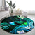 Hawaii Humuhumu Reef Triggerfish Round Carpet Turquoise With Plumeria LT05 - Polynesian Pride