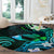 Hawaii Humuhumu Reef Triggerfish Round Carpet Turquoise With Plumeria LT05 - Polynesian Pride