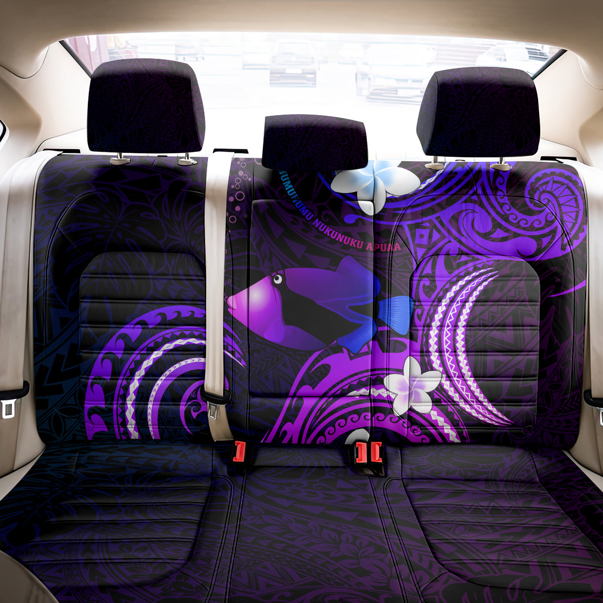 Hawaii Humuhumu Reef Triggerfish Back Car Seat Cover Violet With Plumeria LT05 - Polynesian Pride