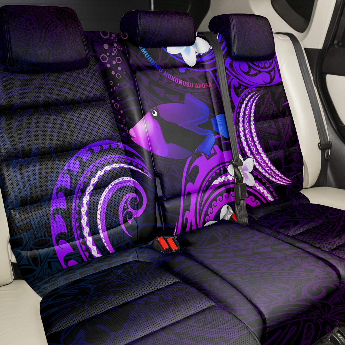 Hawaii Humuhumu Reef Triggerfish Back Car Seat Cover Violet With Plumeria LT05 - Polynesian Pride