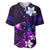 Personalised Hawaii Humuhumu Reef Triggerfish Baseball Jersey Violet With Plumeria LT05 Violet - Polynesian Pride