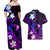 Personalised Hawaii Humuhumu Reef Triggerfish Couples Matching Off Shoulder Maxi Dress and Hawaiian Shirt Violet With Plumeria LT05 - Polynesian Pride