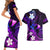 Personalised Hawaii Humuhumu Reef Triggerfish Couples Matching Short Sleeve Bodycon Dress and Hawaiian Shirt Violet With Plumeria LT05 - Polynesian Pride