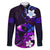 Personalised Hawaii Humuhumu Reef Triggerfish Family Matching Long Sleeve Bodycon Dress and Hawaiian Shirt Violet With Plumeria LT05 Dad's Shirt - Long Sleeve Violet - Polynesian Pride