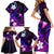 Personalised Hawaii Humuhumu Reef Triggerfish Family Matching Short Sleeve Bodycon Dress and Hawaiian Shirt Violet With Plumeria LT05 - Polynesian Pride