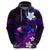 Personalised Hawaii Humuhumu Reef Triggerfish Hoodie Violet With Plumeria LT05 - Polynesian Pride