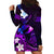 Personalised Hawaii Humuhumu Reef Triggerfish Hoodie Dress Violet With Plumeria LT05 - Polynesian Pride