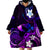 Personalised Hawaii Humuhumu Reef Triggerfish Wearable Blanket Hoodie Violet With Plumeria LT05 - Polynesian Pride