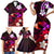 Personalised Hawaii Humuhumu Reef Triggerfish Family Matching Short Sleeve Bodycon Dress and Hawaiian Shirt Maroon With Plumeria LT05 - Polynesian Pride