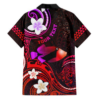 Personalised Hawaii Humuhumu Reef Triggerfish Hawaiian Shirt Maroon With Plumeria LT05 - Polynesian Pride