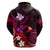 Personalised Hawaii Humuhumu Reef Triggerfish Hoodie Maroon With Plumeria LT05 - Polynesian Pride