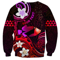 Personalised Hawaii Humuhumu Reef Triggerfish Sweatshirt Maroon With Plumeria LT05 - Polynesian Pride