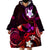 Personalised Hawaii Humuhumu Reef Triggerfish Wearable Blanket Hoodie Maroon With Plumeria LT05 - Polynesian Pride