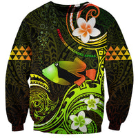 Personalised Hawaii Humuhumu Reef Triggerfish Sweatshirt Reggae With Plumeria LT05 Unisex Reggae - Polynesian Pride