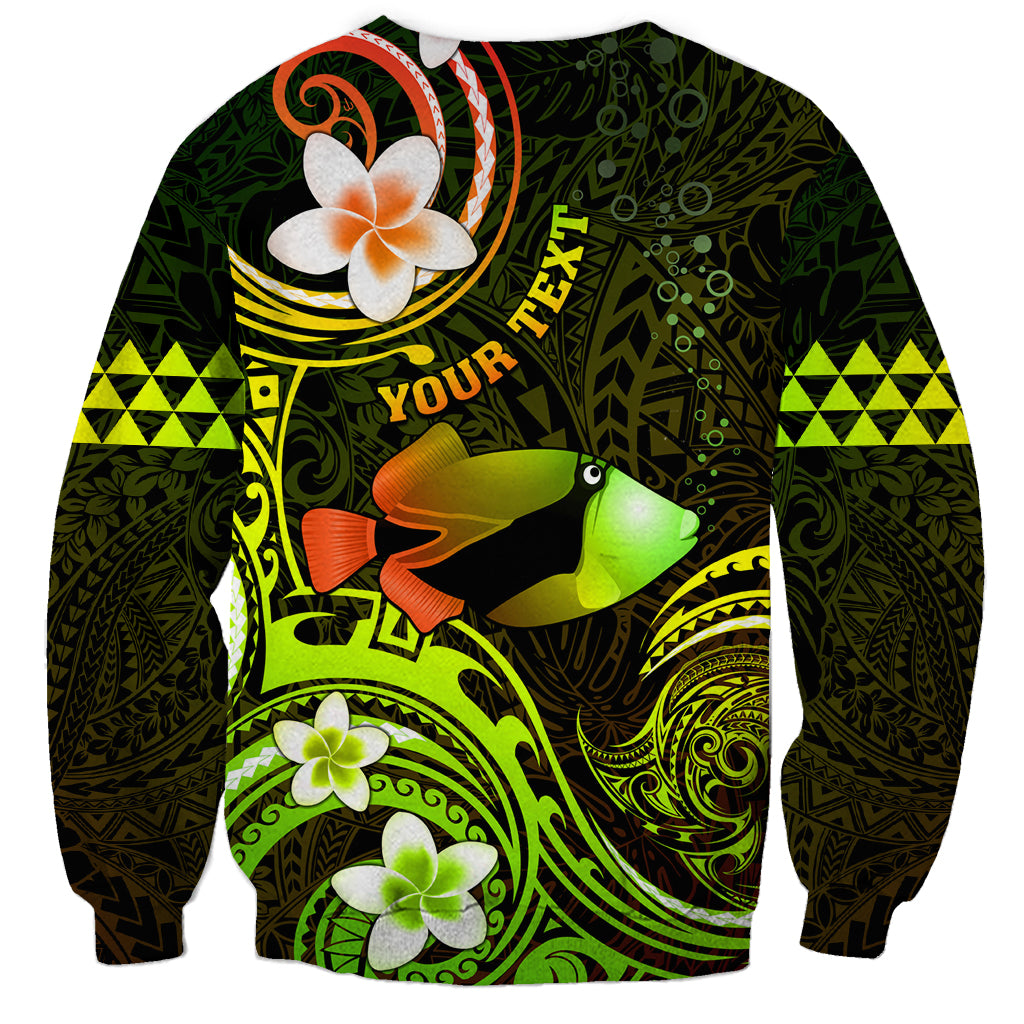 Personalised Hawaii Humuhumu Reef Triggerfish Sweatshirt Reggae With Plumeria LT05 - Polynesian Pride