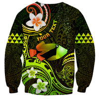 Personalised Hawaii Humuhumu Reef Triggerfish Sweatshirt Reggae With Plumeria LT05 - Polynesian Pride