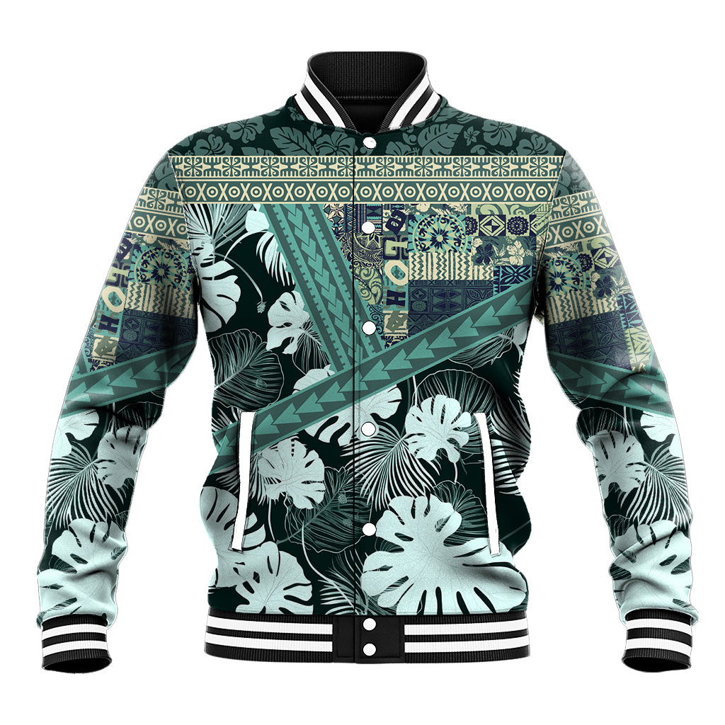 Hawaii Plant Kalo Baseball Jacket Hawaiian Tapa Pattern LT05 Unisex Green - Polynesian Pride