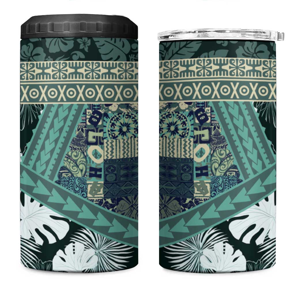 Hawaii Plant Kalo 4 in 1 Can Cooler Tumbler Hawaiian Tapa Pattern LT05 One Size: 16 oz Green - Polynesian Pride
