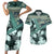 Hawaii Plant Kalo Couples Matching Short Sleeve Bodycon Dress and Hawaiian Shirt Hawaiian Tapa Pattern LT05 Green - Polynesian Pride