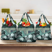 Hawaii Plant Kalo Grocery Bag Hawaiian Tapa Pattern LT05 3-pack One Size Green - Polynesian Pride