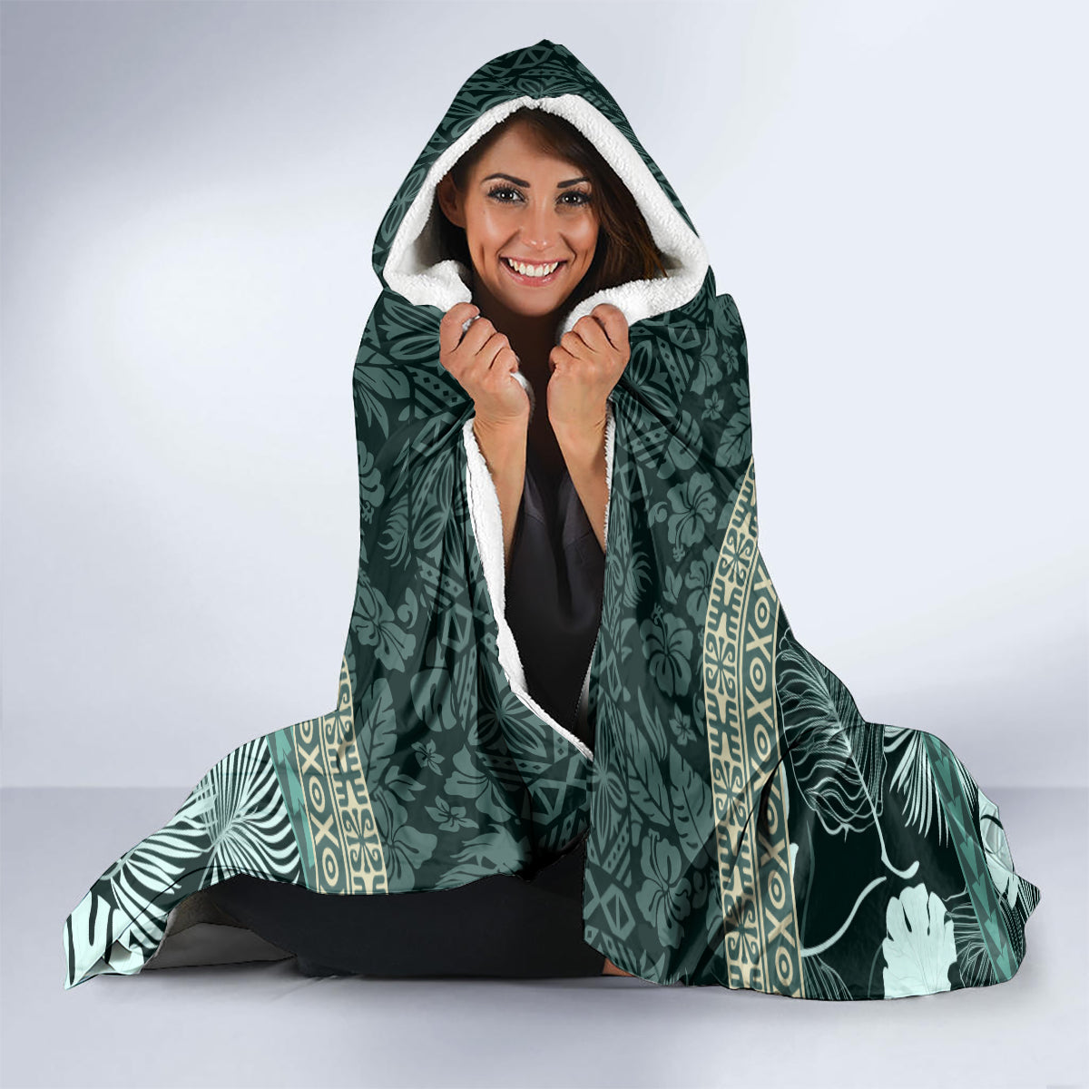 Hawaii Plant Kalo Hooded Blanket Hawaiian Tapa Pattern LT05 - Polynesian Pride