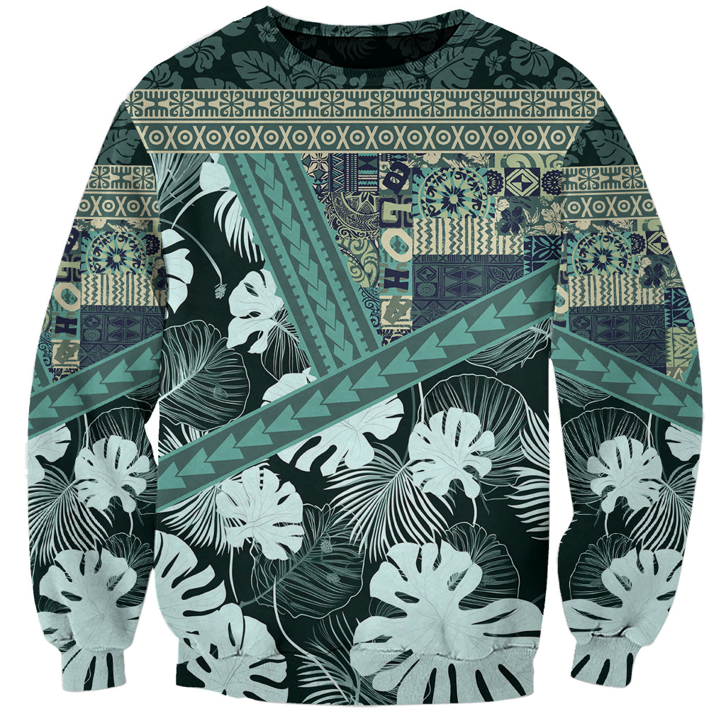 Hawaii Plant Kalo Sweatshirt Hawaiian Tapa Pattern LT05 Unisex Green - Polynesian Pride