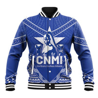 Northern Mariana Islands Baseball Jacket Chamorro Warrior Tribal Pattern LT05 Unisex Blue - Polynesian Pride
