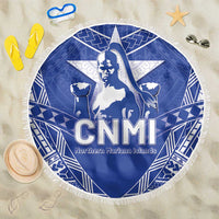 Northern Mariana Islands Beach Blanket Chamorro Warrior Tribal Pattern LT05 One Size 150cm Blue - Polynesian Pride