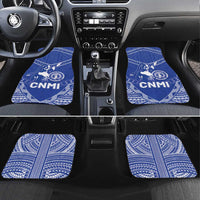 Northern Mariana Islands Car Mats Chamorro Warrior Tribal Pattern LT05 Set 4pcs Blue - Polynesian Pride
