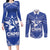 Northern Mariana Islands Couples Matching Long Sleeve Bodycon Dress and Long Sleeve Button Shirt Chamorro Warrior Tribal Pattern