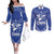 Northern Mariana Islands Couples Matching Off The Shoulder Long Sleeve Dress and Long Sleeve Button Shirt Chamorro Warrior Tribal Pattern