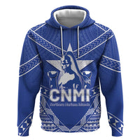 Northern Mariana Islands Hoodie Chamorro Warrior Tribal Pattern LT05 Pullover Hoodie Blue - Polynesian Pride