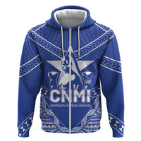 Northern Mariana Islands Hoodie Chamorro Warrior Tribal Pattern LT05 Zip Hoodie Blue - Polynesian Pride