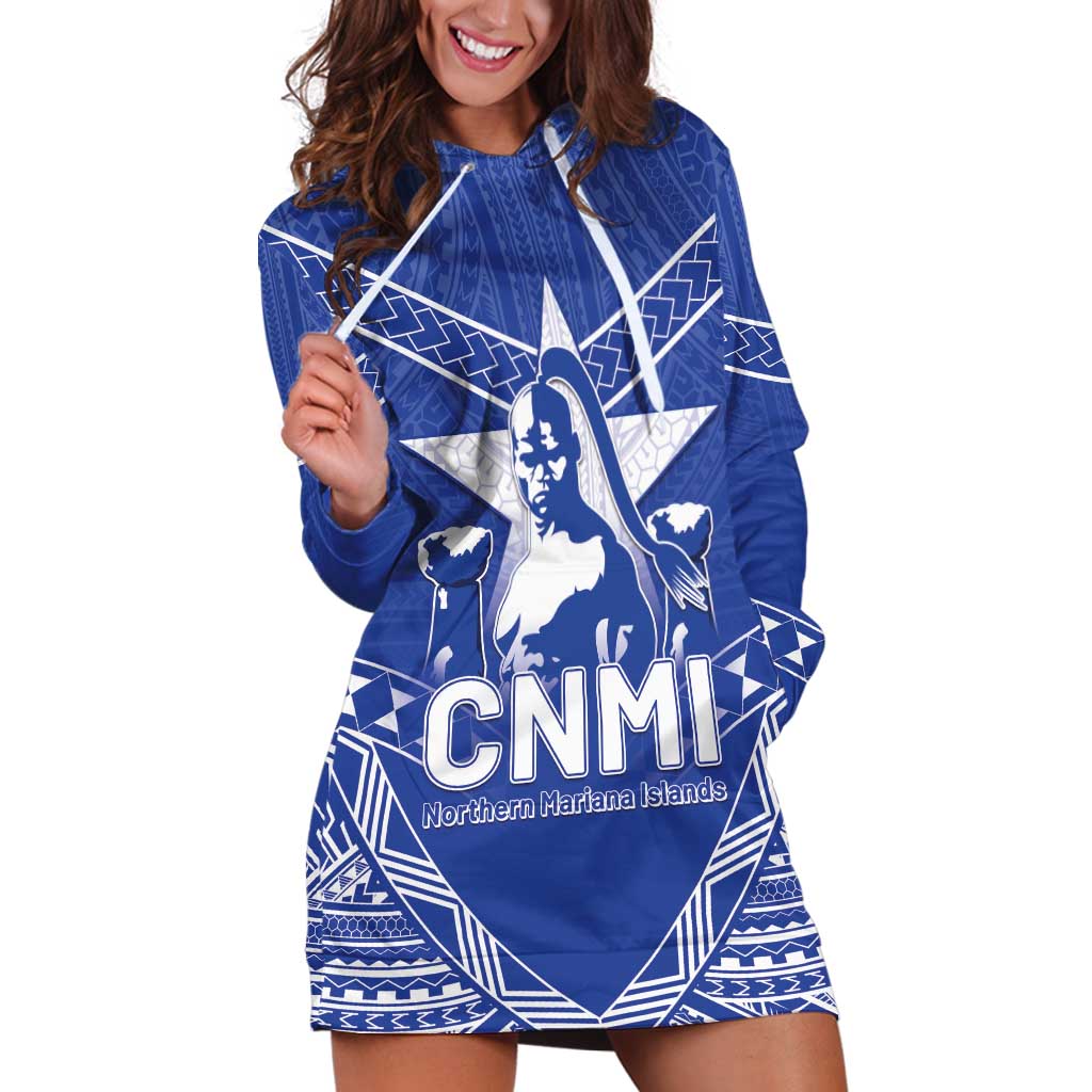 Northern Mariana Islands Hoodie Dress Chamorro Warrior Tribal Pattern