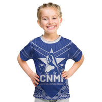 Northern Mariana Islands Kid T Shirt Chamorro Warrior Tribal Pattern LT05 Blue - Polynesian Pride