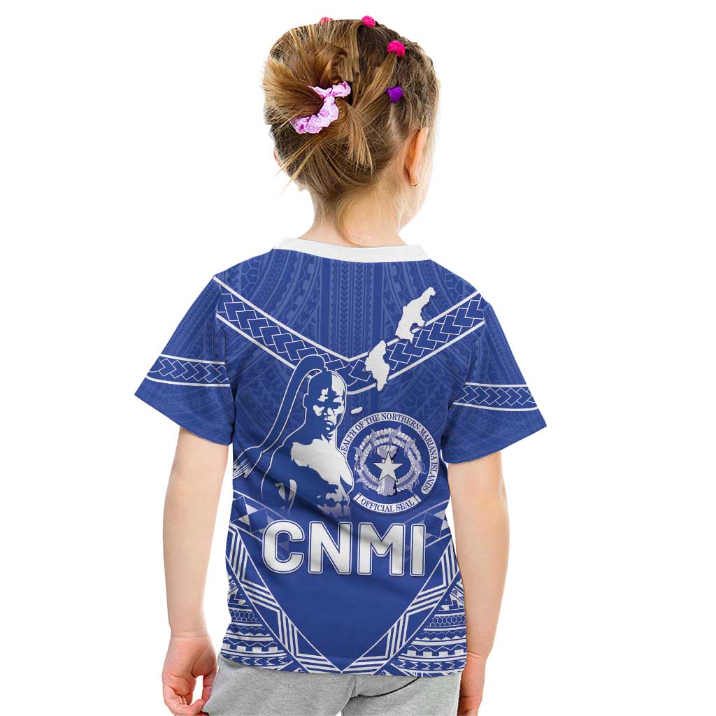 Northern Mariana Islands Kid T Shirt Chamorro Warrior Tribal Pattern LT05 - Polynesian Pride