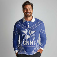 Northern Mariana Islands Long Sleeve Polo Shirt Chamorro Warrior Tribal Pattern LT05 - Polynesian Pride