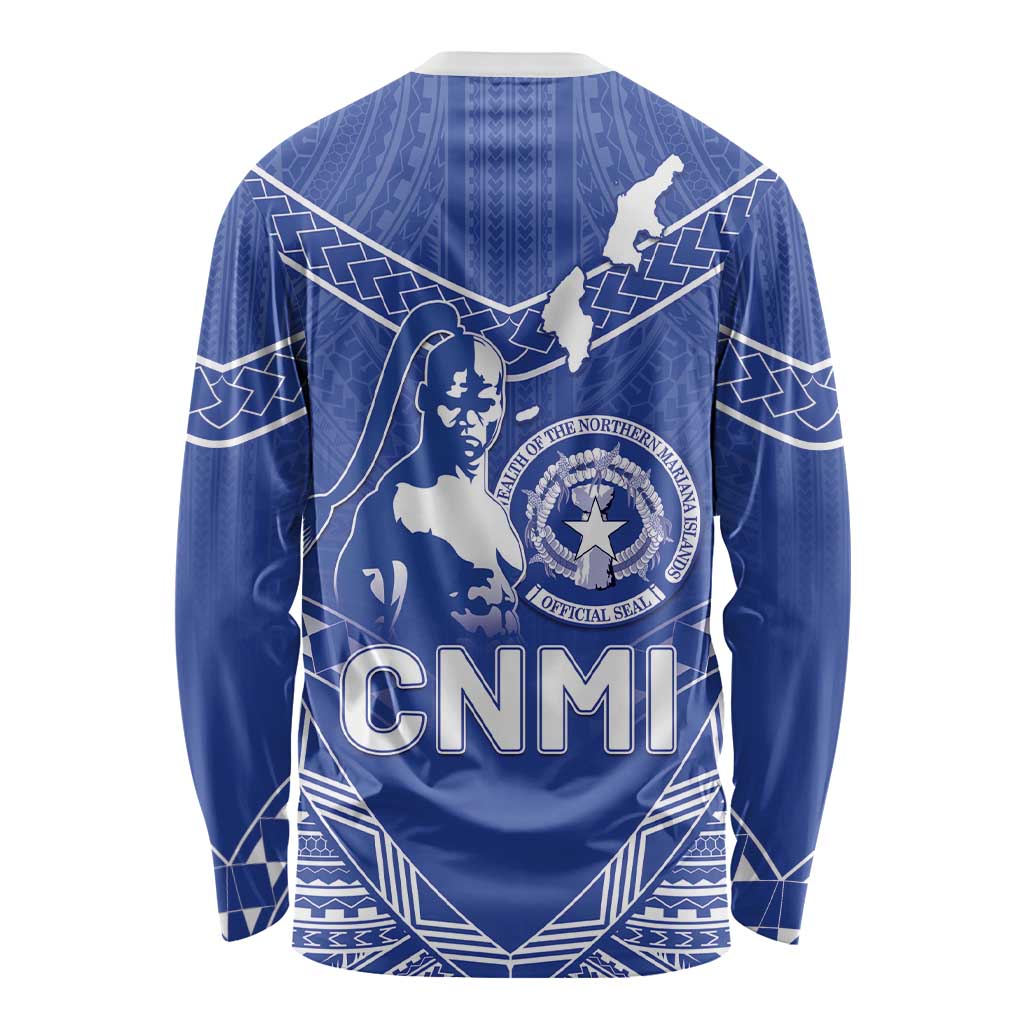 Northern Mariana Islands Long Sleeve Shirt Chamorro Warrior Tribal Pattern LT05 - Polynesian Pride