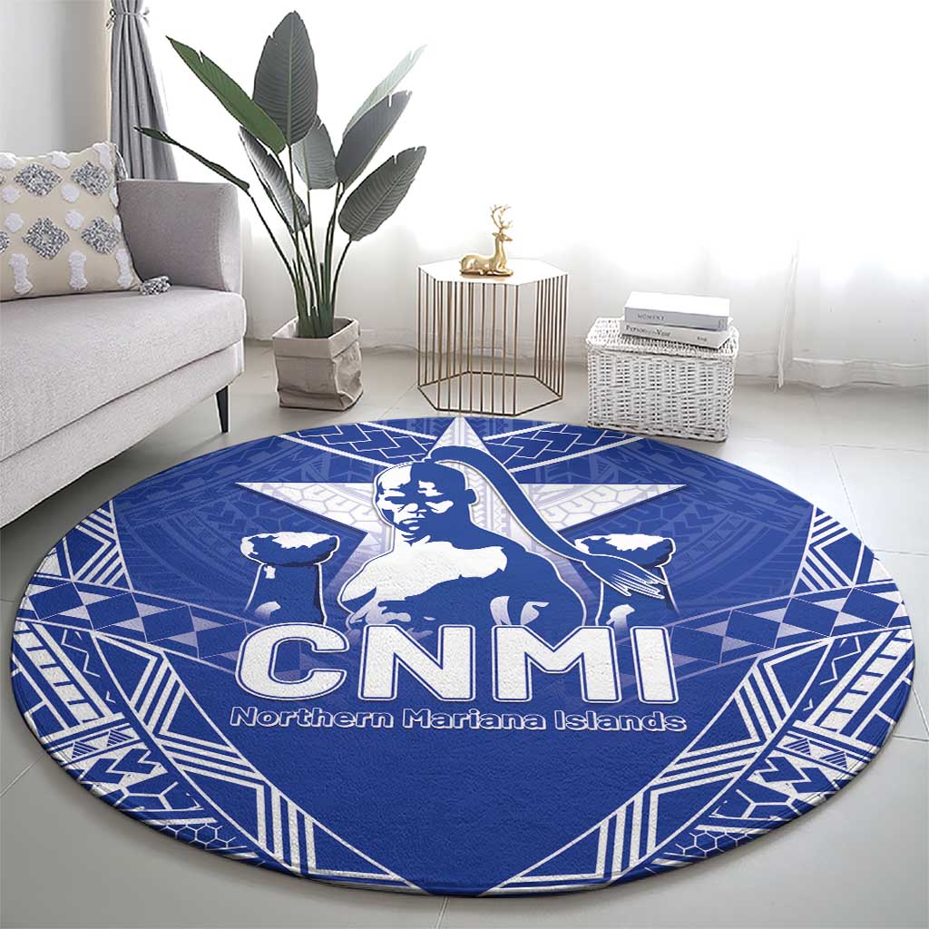 Northern Mariana Islands Round Carpet Chamorro Warrior Tribal Pattern LT05 - Polynesian Pride