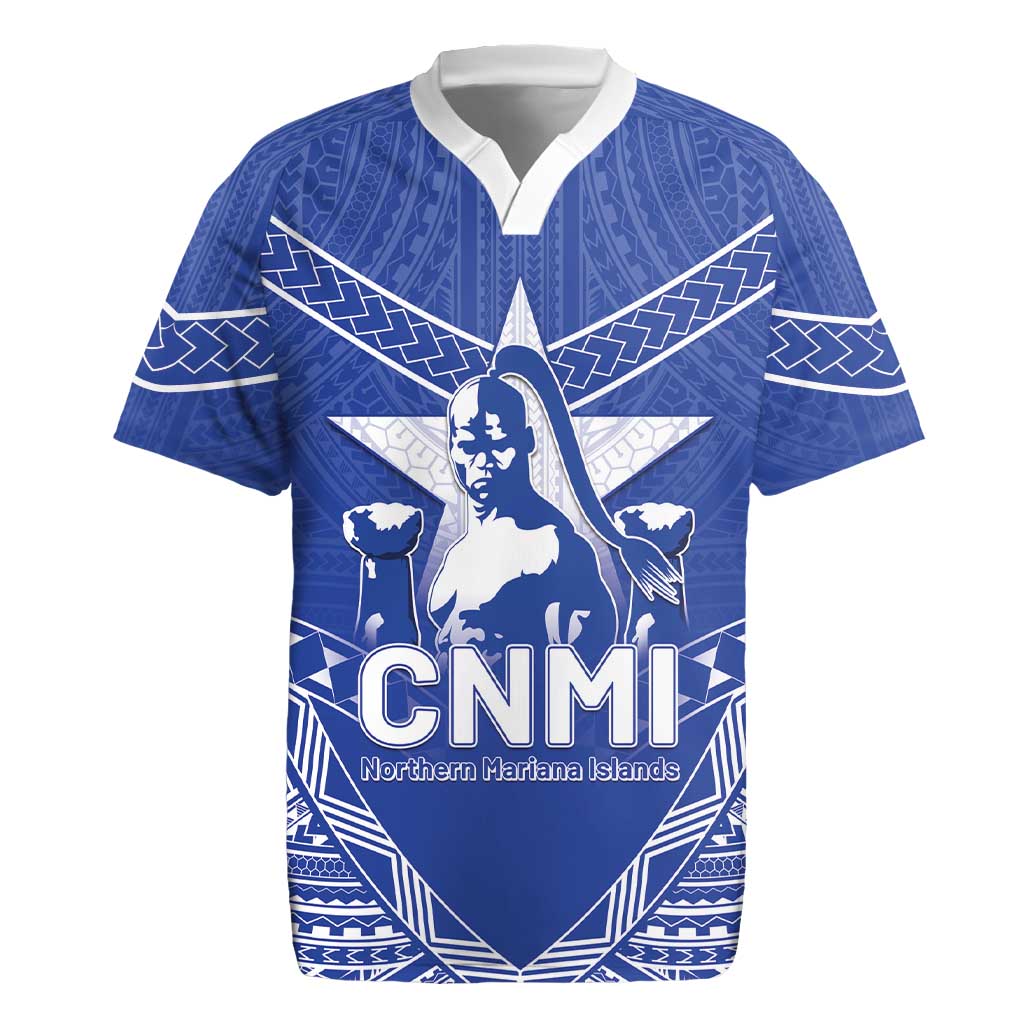 Northern Mariana Islands Rugby Jersey Chamorro Warrior Tribal Pattern LT05 Blue - Polynesian Pride