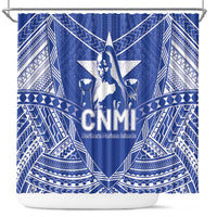 Northern Mariana Islands Shower Curtain Chamorro Warrior Tribal Pattern LT05 Blue - Polynesian Pride