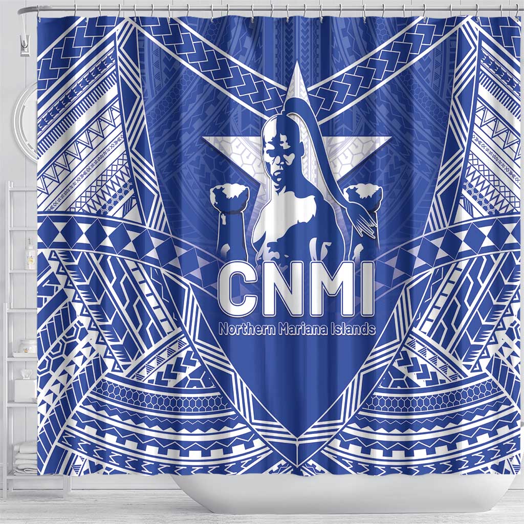 Northern Mariana Islands Shower Curtain Chamorro Warrior Tribal Pattern LT05 - Polynesian Pride