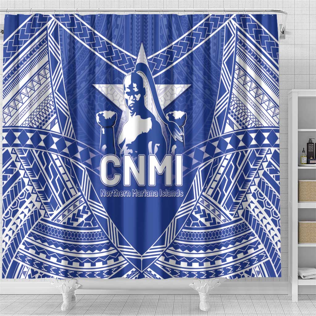 Northern Mariana Islands Shower Curtain Chamorro Warrior Tribal Pattern LT05 - Polynesian Pride